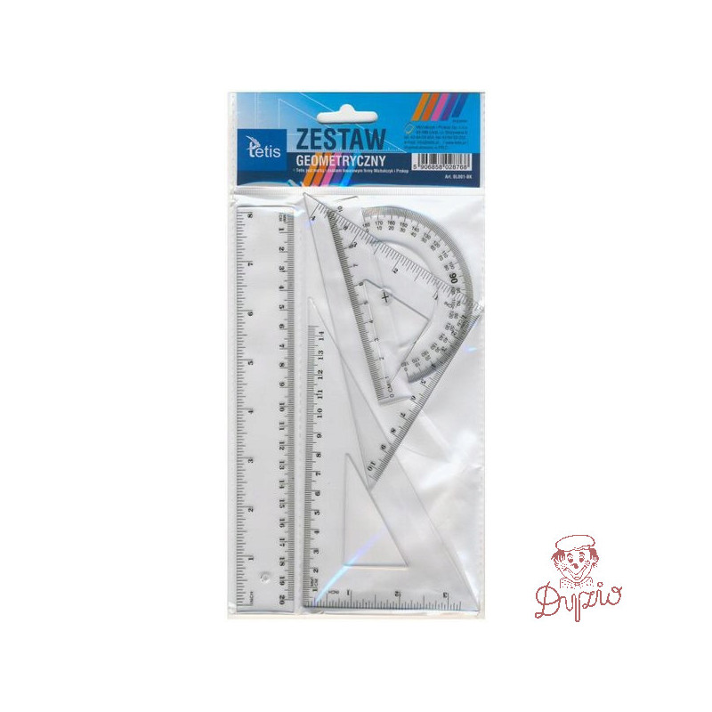 Zestaw geometryczny z linijką 20cm BL001-BK TETIS
