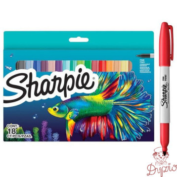 Markery permanentne SHARPIE FISH 18 kolorów 2201230