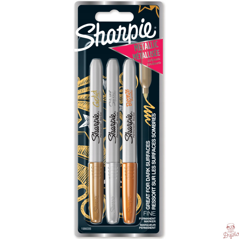 Marker permanentny SHARPIE mix metalic 3szt złoty srebrny brązowy 1986006