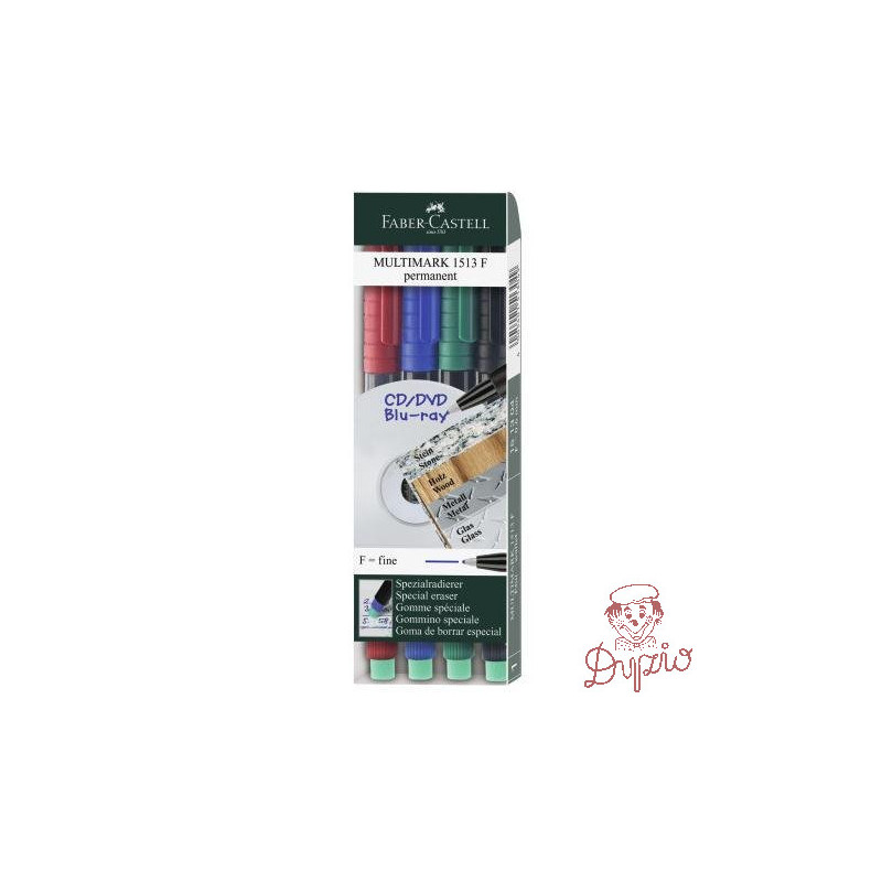 Marker permanentny F 0.6mm 4kolory 151304 FABER-CASTELL