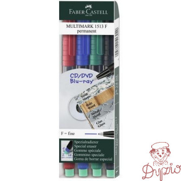 Marker permanentny F 0.6mm 4kolory 151304 FABER-CASTELL