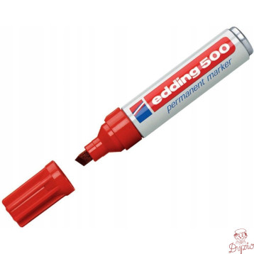 Marker permanentny E-500 czerwony końcówka ścięta2-7mm EDDING