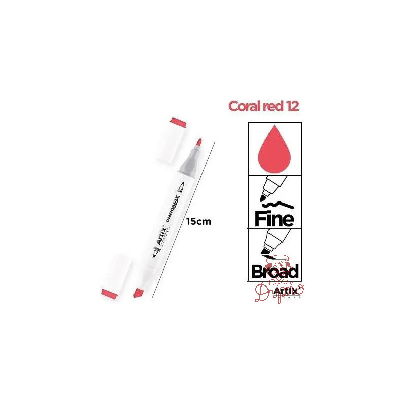 Marker alkoholowy dwustronny CORAL RED PP915-12 ARTIX