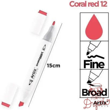 Marker alkoholowy dwustronny CORAL RED PP915-12 ARTIX