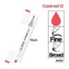 Marker alkoholowy dwustronny CORAL RED PP915-12 ARTIX