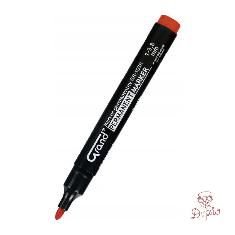 Marker permanentny czerwony (12szt.) okrągła końcówka GRAND GR-103R