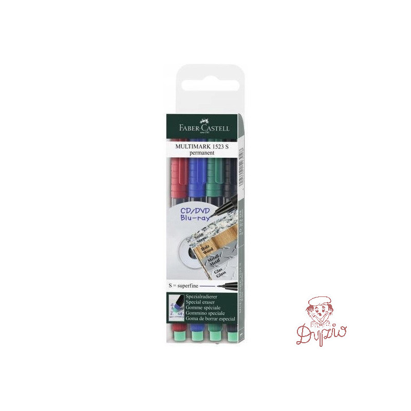 Foliopis z gumką S 0.4mm komplet 4kolory 152304 FABER CASTELL