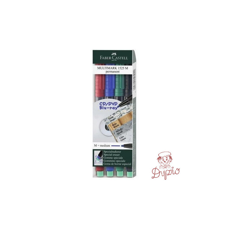 Foliopis z gumką M 1.0mm komplet 4kolory 152504 FABER CASTELL