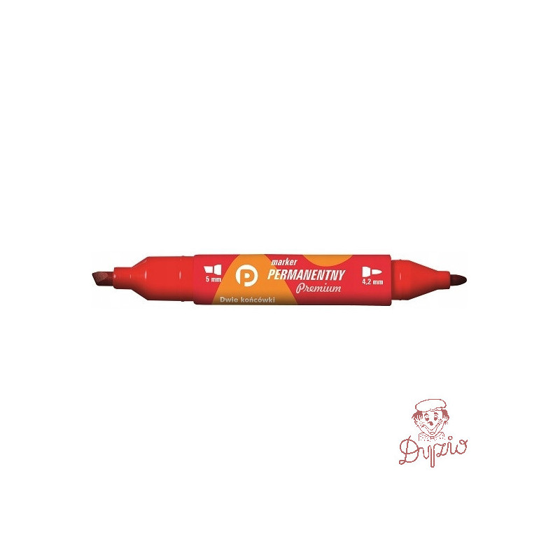 Marker permanentny dwustronny czerwony okrągły/ścięty KM502-C2 TETIS