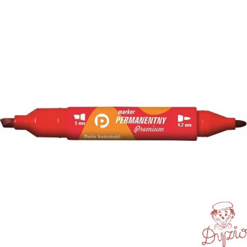 Marker permanentny dwustronny czerwony okrągły/ścięty KM502-C2 TETIS