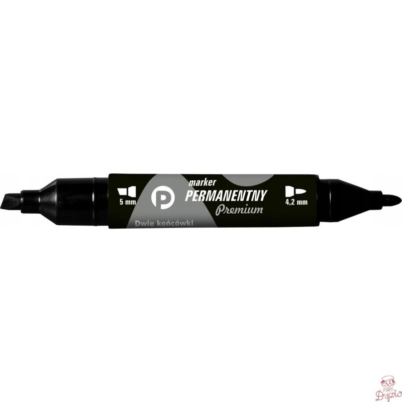 Marker permanentny dwustronny czarny okrągły/ścięty KM502-V2 TETIS