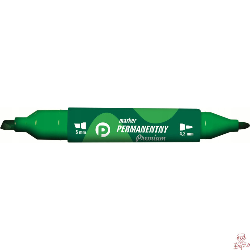 Marker permanentny dwustronny zielony okrąły/ścięty KM502-Z2 TETIS