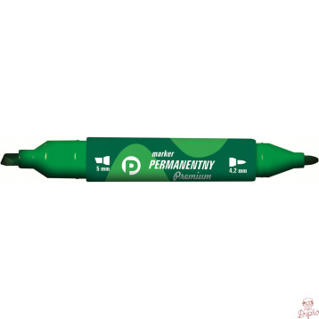 Marker permanentny dwustronny zielony okrąły/ścięty KM502-Z2 TETIS