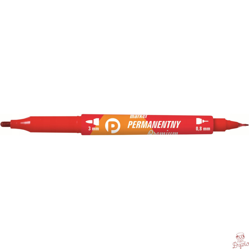 Marker permanentny dwustronny czerwony okrągły/fibrowy KM501-C2 TETIS