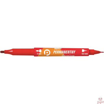 Marker permanentny dwustronny czerwony okrągły/fibrowy KM501-C2 TETIS