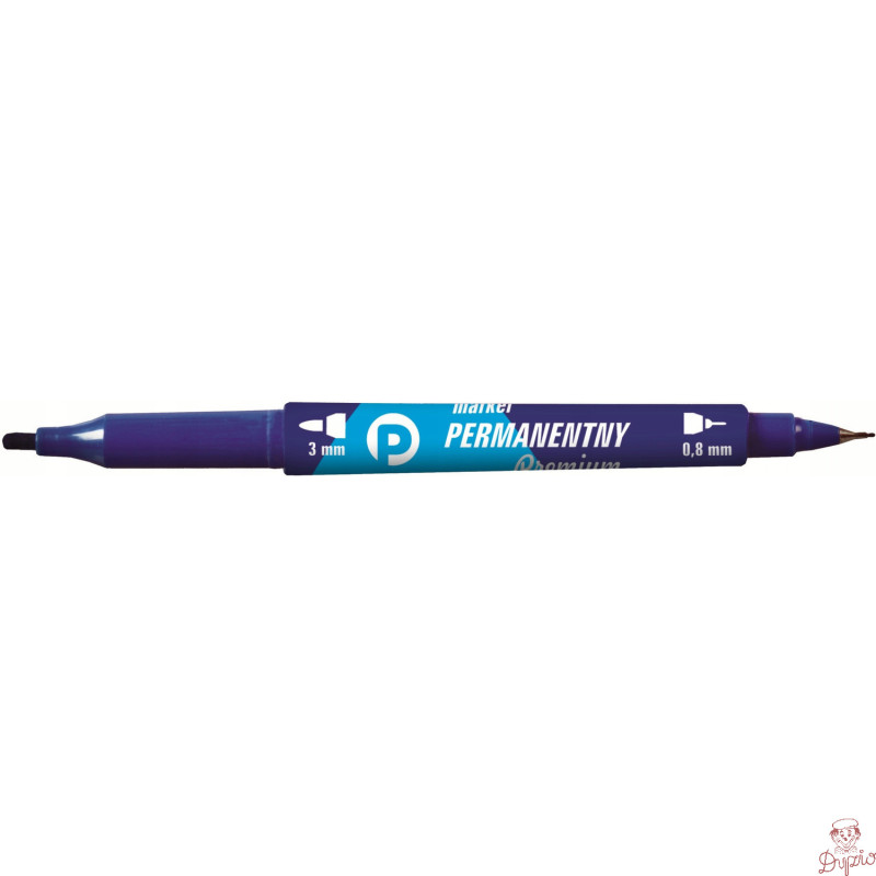 Marker permanentny dwustronny niebieski okrągły/fibrowy KM501-N2 TETIS