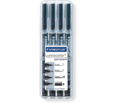 Foliopis LUMOCOLOR zestaw 4grubości (0,4  0,6  1,0 1,0-2,5mm) czarne S 31-9 WP4GS STAEDTLER