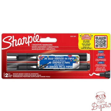 Markery artystyczne akrylowe SHARPIE (2 kolory) biały czarny 2201181