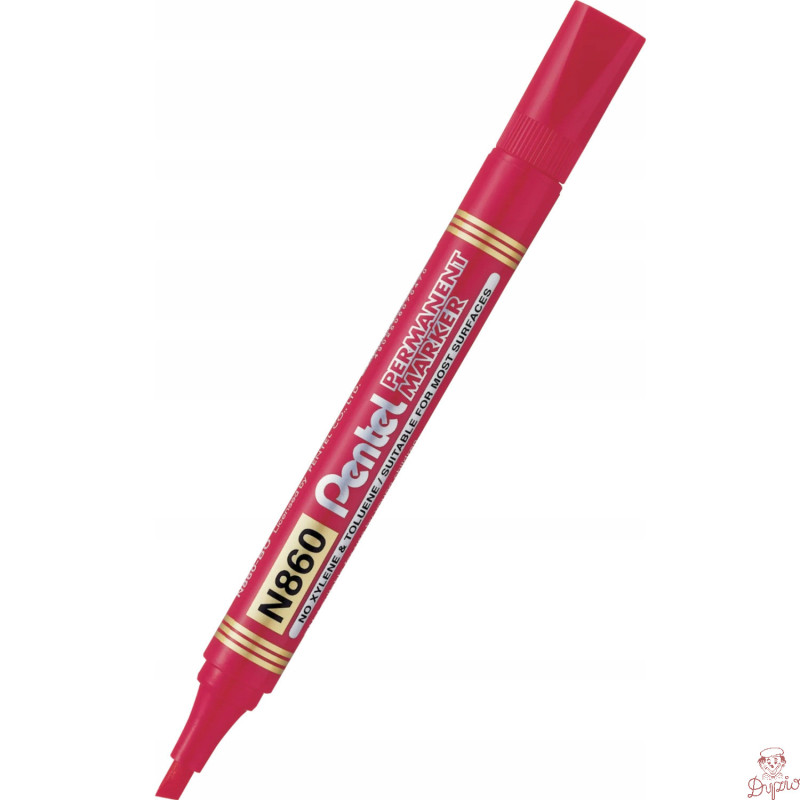 Marker permanentny N860 czerwony ścięta końcówka PENTEL