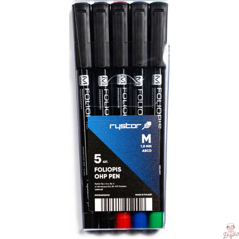 Foliopis 1mm FM-10/AABCD komplet 5sztuk 4 kolory w etui 438-528 RYSTOR