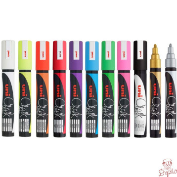 Marker kredowy UNI PWE-5M 1.8mm-2,5mm srebrny UNPWE5M/DSR