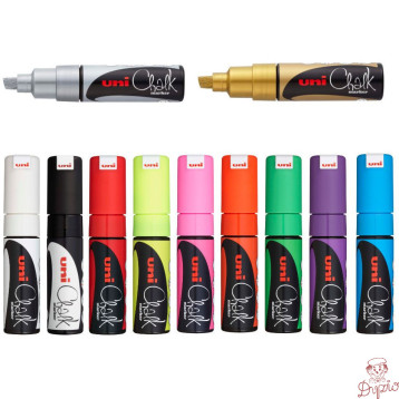 Marker z farbą kredową CHALK PWE-8K srebrny UNI UNPWE8K/6SR