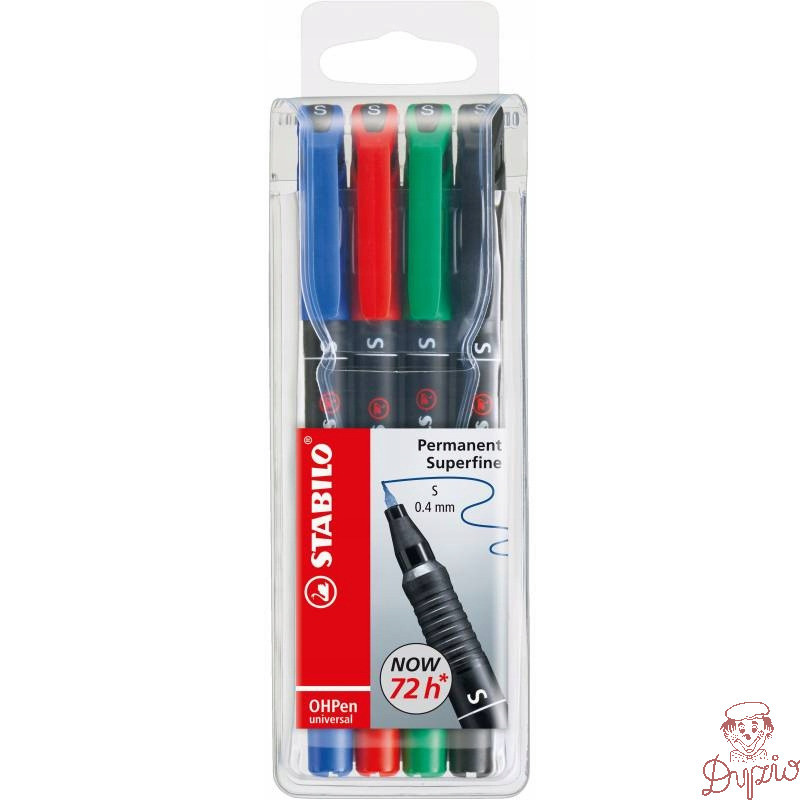 Foliopis STABILO OHPen S niezmywalny 0.4mm 4sztuki.w etui 841/4