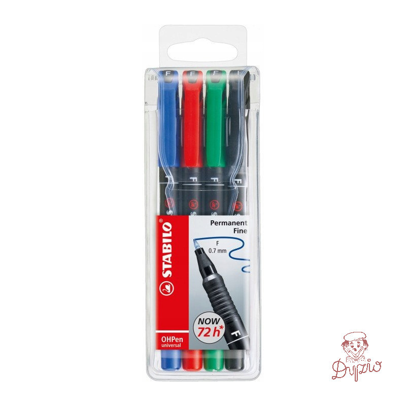 Foliopis STABILO OHPen F niezmywalny 0.7mm 4sztuki.w etui 842/4