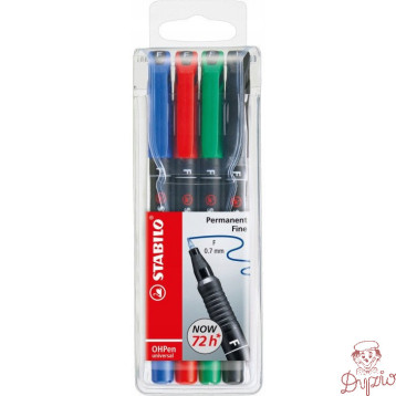Foliopis STABILO OHPen F niezmywalny 0.7mm 4sztuki.w etui 842/4