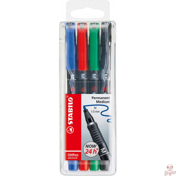 Foliopis STABILO OHPen M niezmywalny 1.0mm 4sztuki w etui 843/4