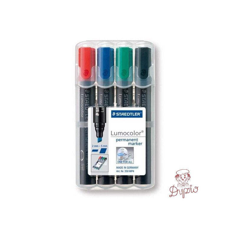 Marker 350S 4 szt w etui STAEDTLER permamentny ścięty