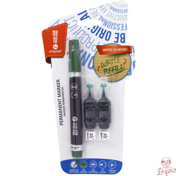 Marker permanentny MEMOBE + 2 ampułki, okrągła końcówka, zielony MM011-04