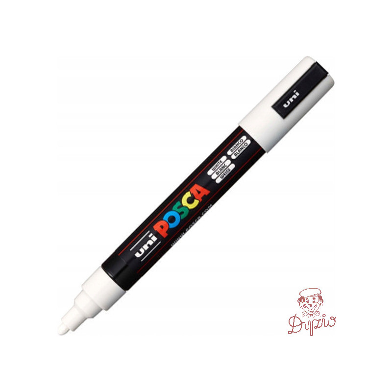 Marker z farbą plakatową UNI Posca PC-5M, nr.1 biały