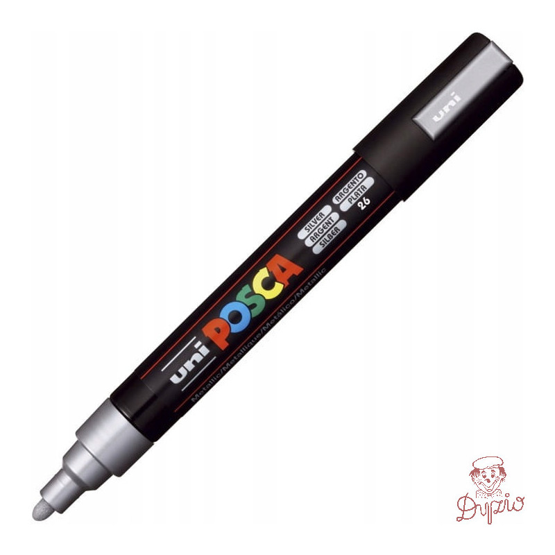 Marker z farbą plakatową UNI Posca PC-5M, nr.26 srebrny