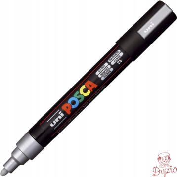 Marker z farbą plakatową UNI Posca PC-5M, nr.26 srebrny