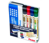 Markery do tablic MW85-ST4ABCDPL 4szt. z gąbką PENTEL