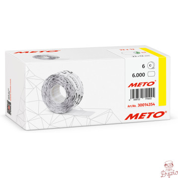Etykiety cenowe w rolce do metkownicy jednorzędowej 22x12 mm, (6 sztuk) białe faliste, usuwalny klej METO M30014354