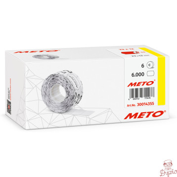 Etykiety cenowe w rolce do metkownicy jednorzędowej 22x12 mm, (6 sztuk) czerwone neon faliste, trwały klej, METO M30014355
