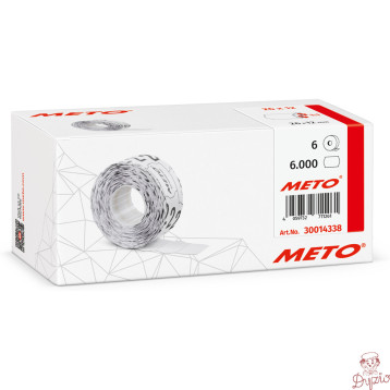 Etykiety cenowe w rolce do metkownicy jednorzędowej 26x12 mm, (6 sztuk) biełe faliste, trwały klej METO M30014338