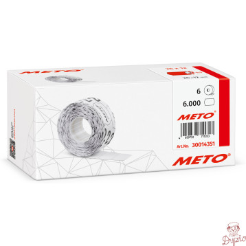 Etykiety cenowe w rolce do metkownicy jednorzędowej, 26x12 mm, (6 sztuk) czerwone neon faliste, trwały klej METO M30014351