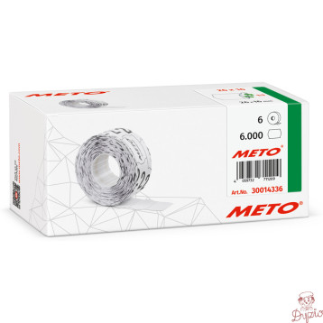 Etykiety cenowe w rolce do metkownicy dwurzędowej, 26x16 mm, (6 sztuk) białe faliste, usuwalny klej METO M30014336