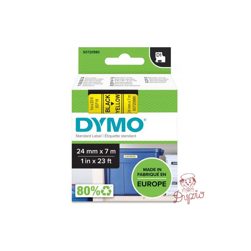 Taśma czarny nadruk na żółtym 24mm x 7m DYMO S0720980