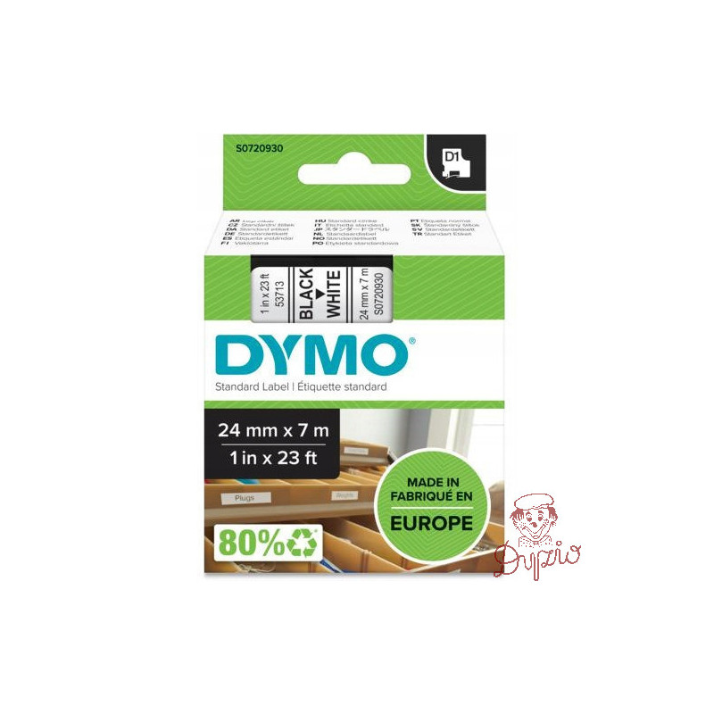Taśma czarny nadruk na białym 24mm x 7m DYMO do drukarek LM100/LM200 S0720930