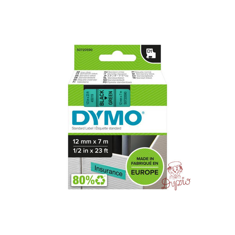 Taśma czarny /zielony 12mm/7m 5045019 DYMO S0720590