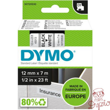 Taśma 12mm/7m czarny biała 45013 DYMO S0720530