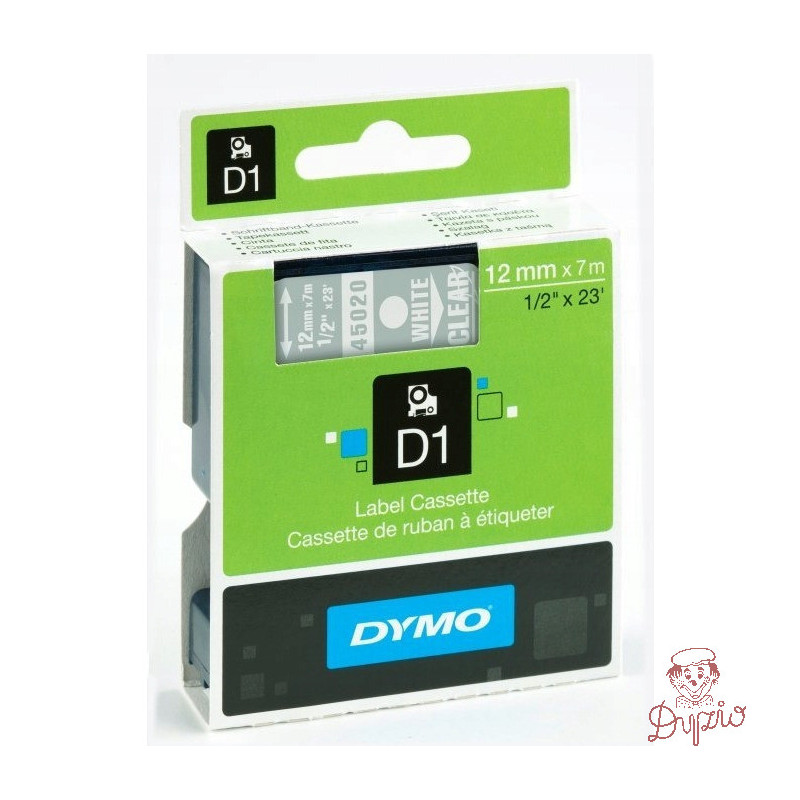 Taśma 12mm/7m biała/przeźroczysta. 45020 DYMO S0720600