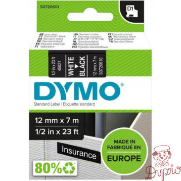 Taśma biały nadruk na czarnym 12mm x 7m DYMO S0720610