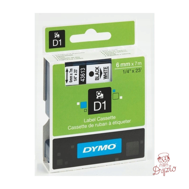 Taśma 6mm/7m czarny /biała 43613 DYMO S0720780