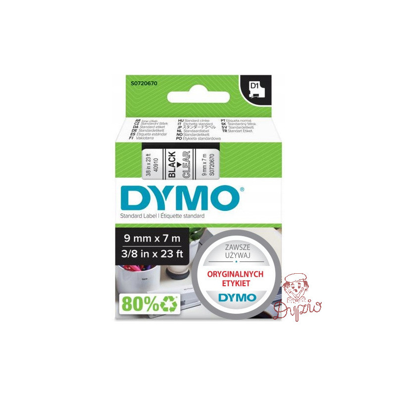 Taśma 9mm/7m czarny /przez. 40910 DYMO S0720670