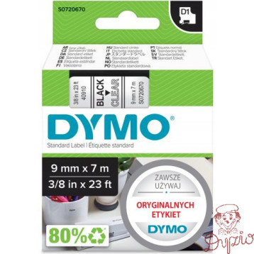 Taśma 9mm/7m czarny /przez. 40910 DYMO S0720670